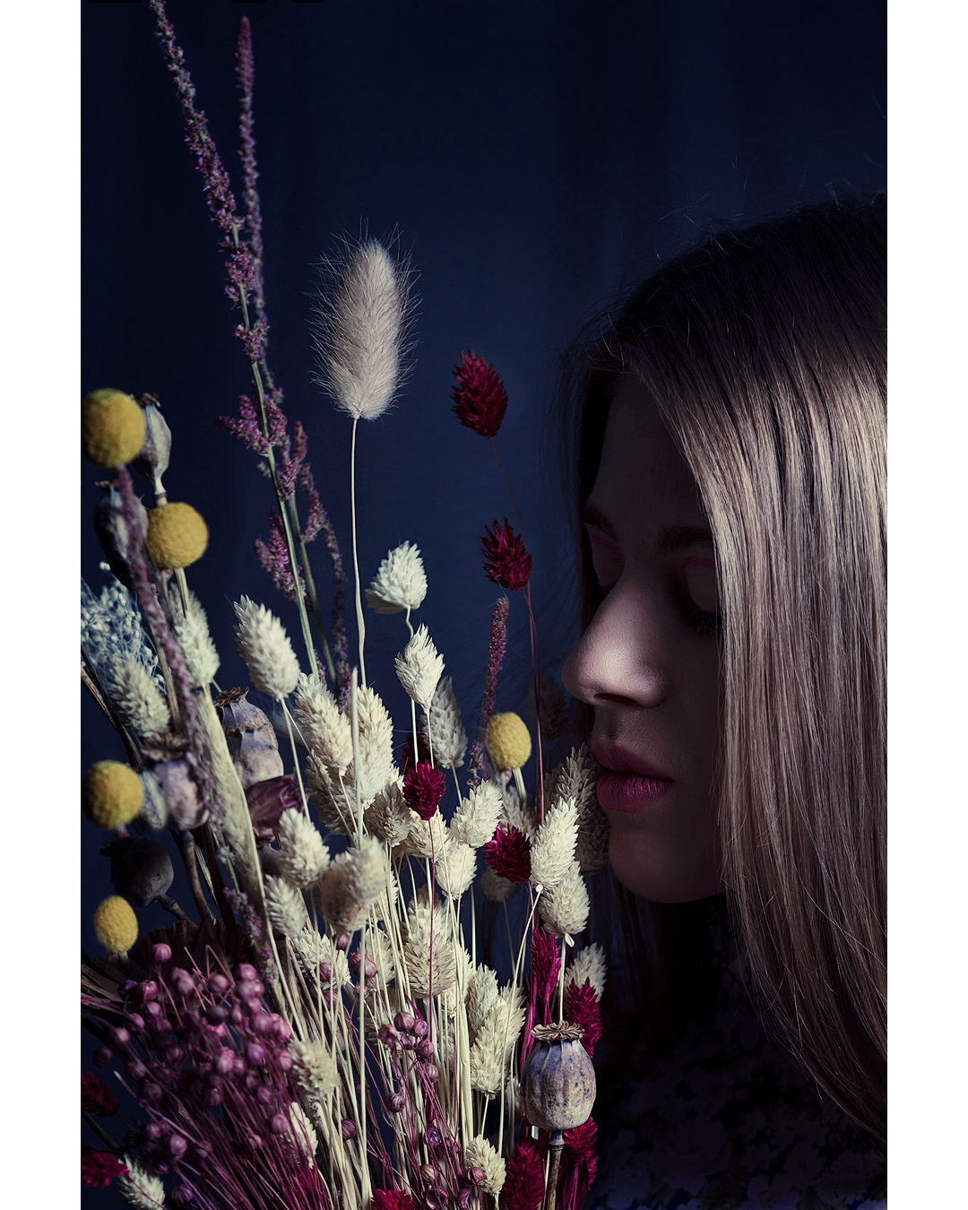 Cinematic beauty image with moody lighting and creative direction muse